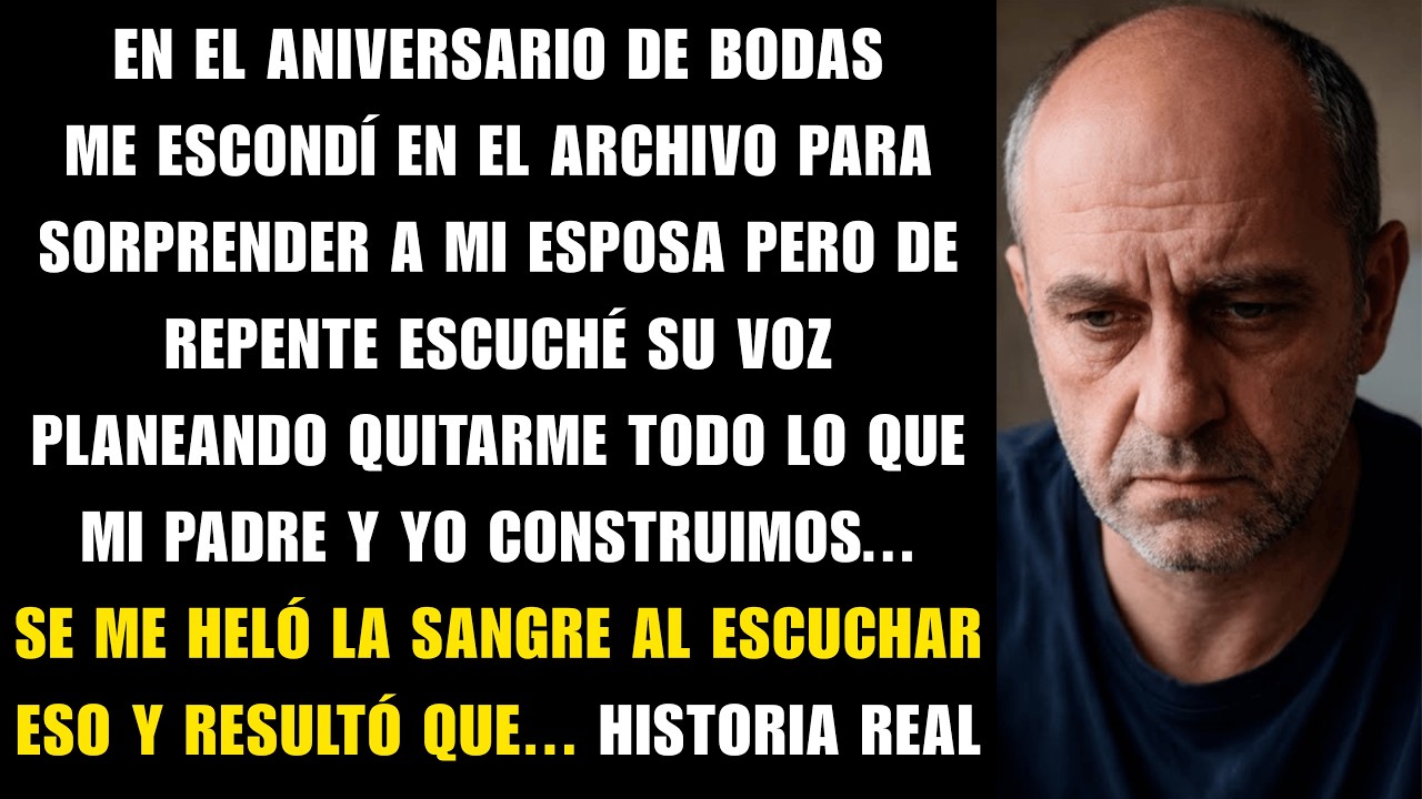 Me escondí en el archivo de mi empresa para sorprender a mi esposa, pero lo que escuché me destru...
