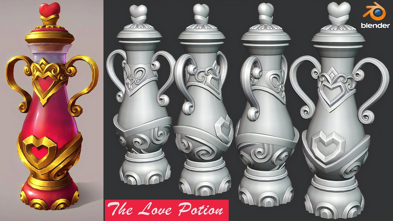 Blender hard Surface Modeling Techniques - The Love Potion 3d Modeling in Blender 4.2