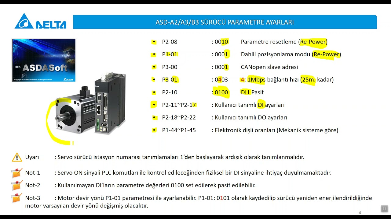 33- Delta Special Driver - PLC ve Servo Sürücü Ayarları
