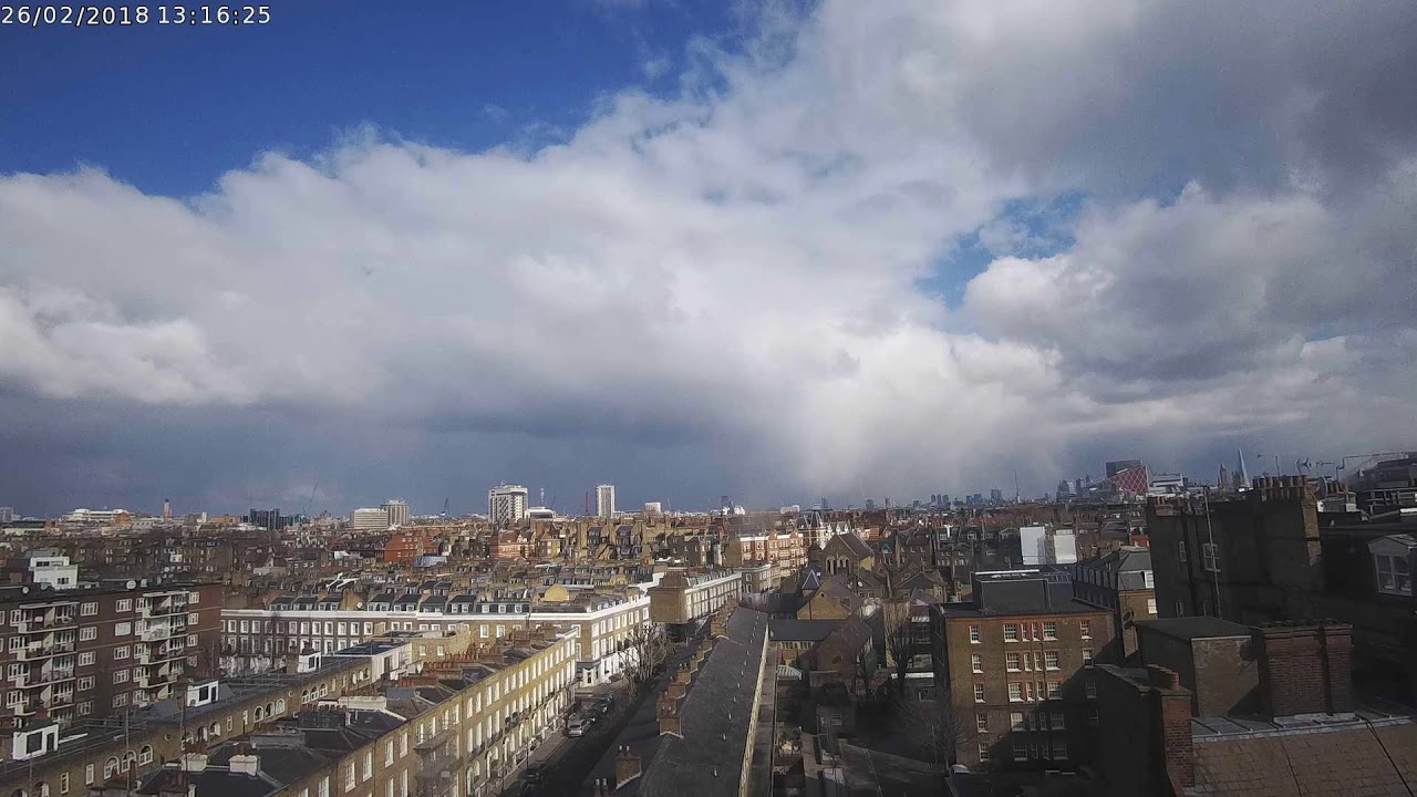 Heavy snow showers in London on 26/2/2018 (Timelapse)