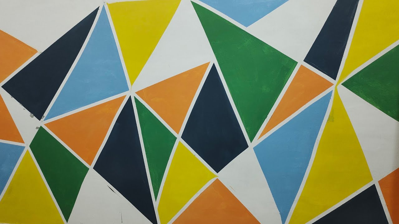 geometrical design in wall painting 🎨🖌️ water besad colour Asian paints #trendingshorts