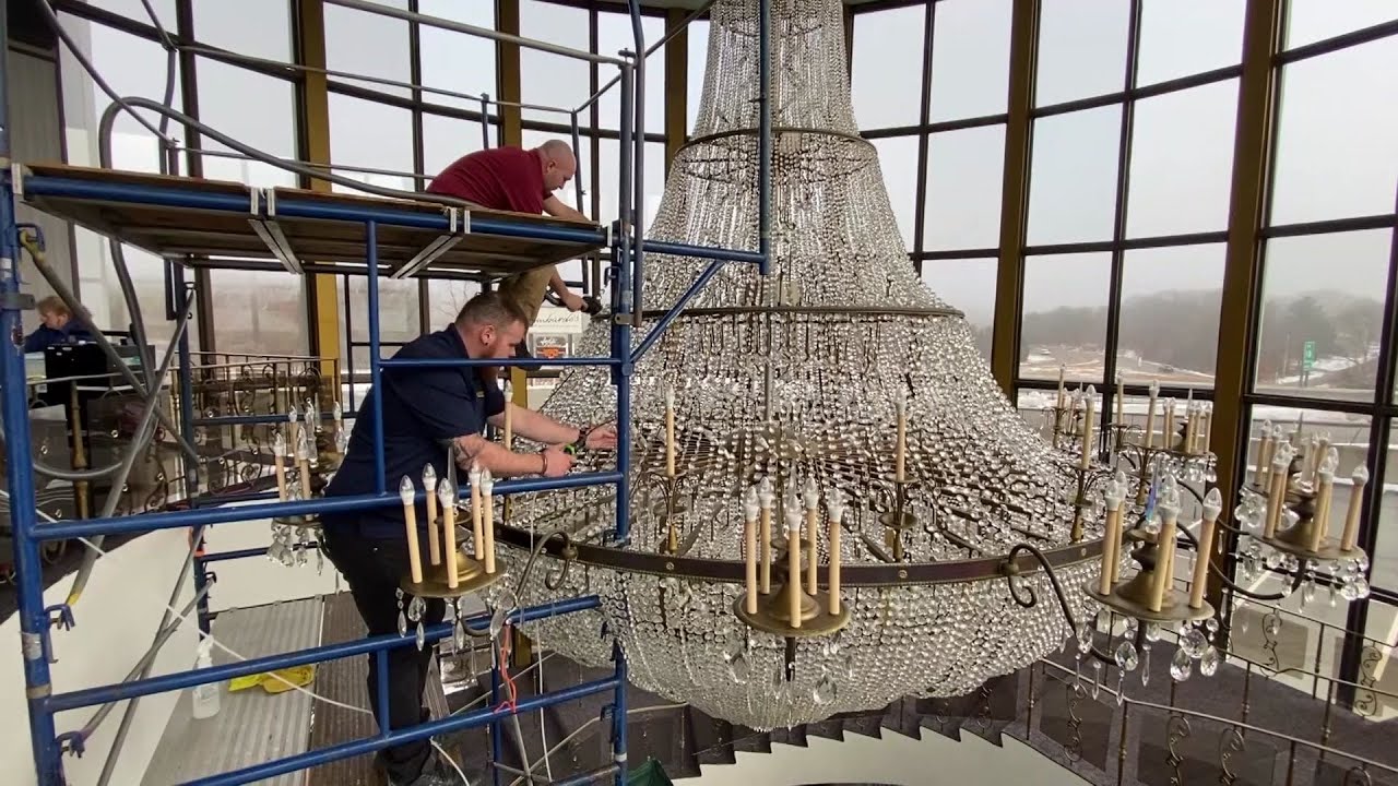 Watch how this iconic Massachusetts chandelier is cleaned