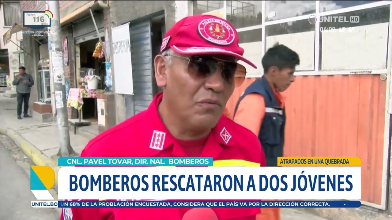 Complejo rescate: Dos jóvenes quedaron atrapados por la lluvia en una zona montañosa de La Paz