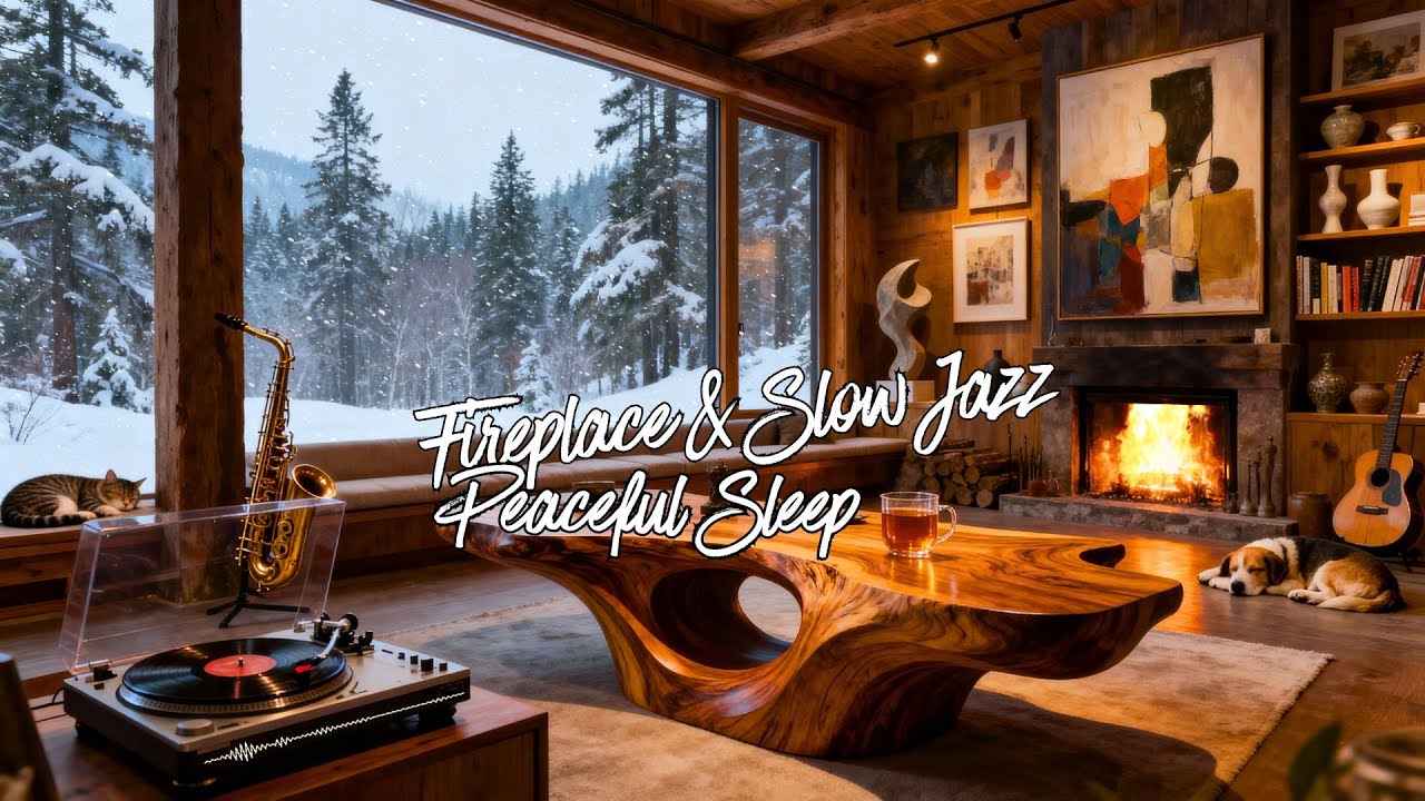 Burned Out? 🔥 Fireplace & Slow Jazz ASMR for Deep, Peaceful Sleep