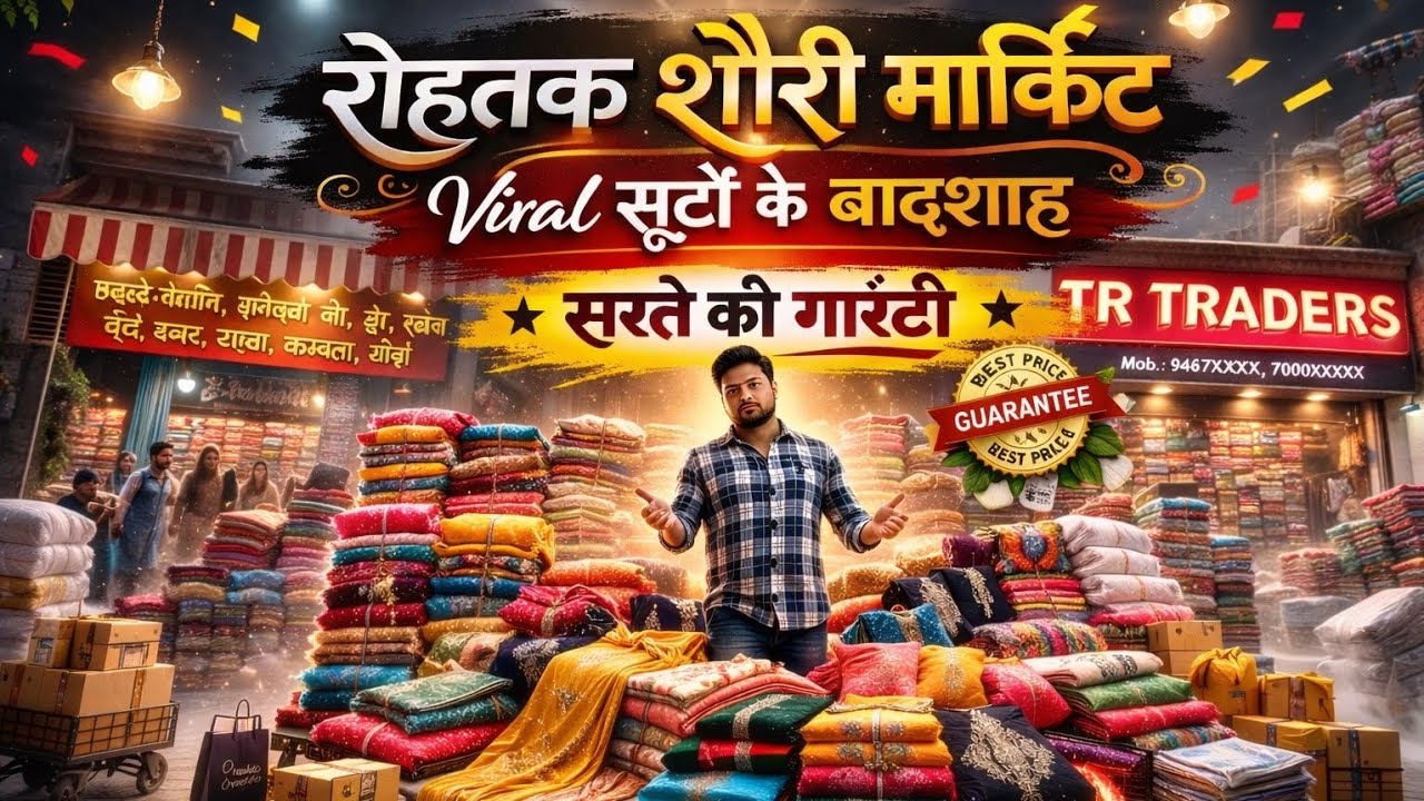 Viral सूटों के बादशाह।रोहतक शौरी मार्किट।सस्ते की गारंटी।हर दुकानदार लेता है यहां से कपड़ा।