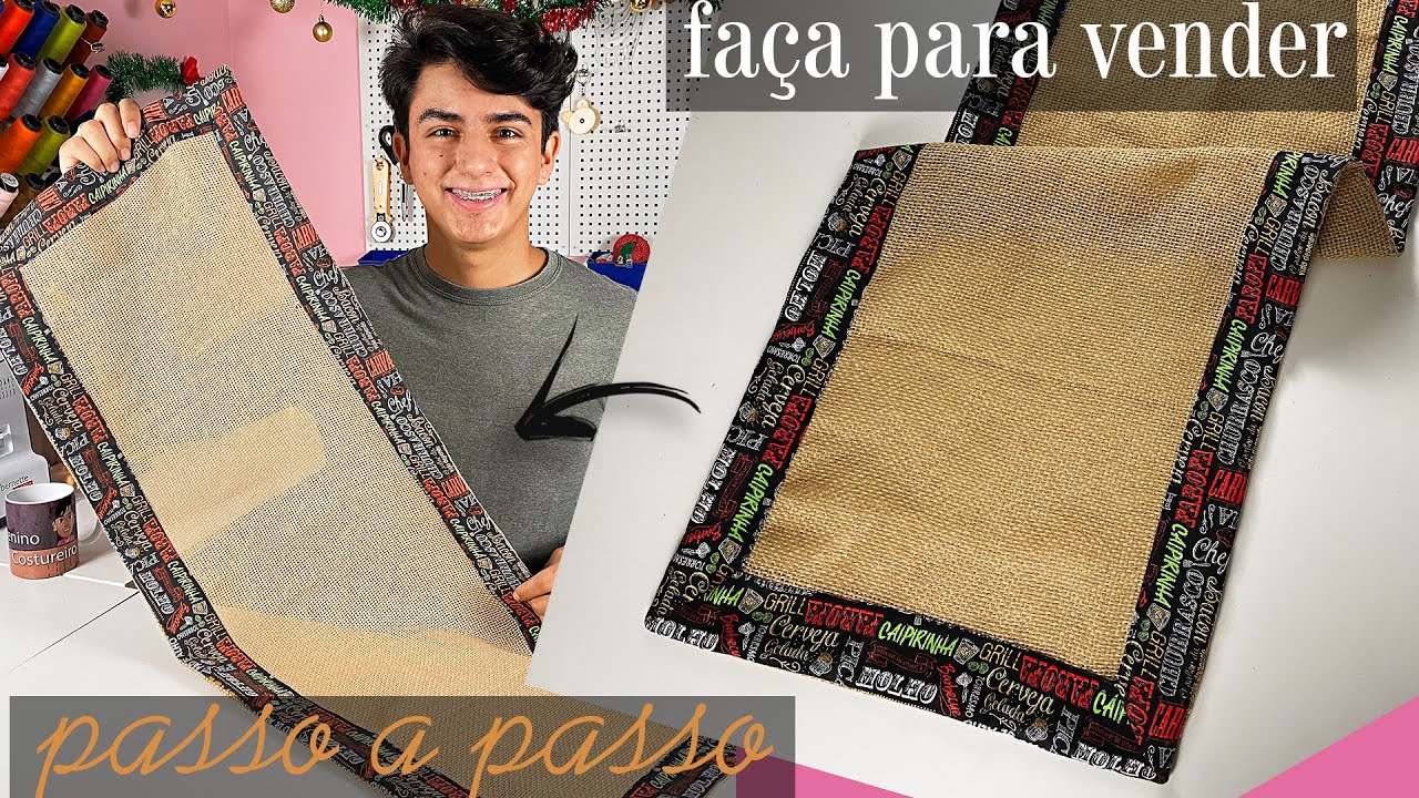 Como Fazer Caminho de Mesa Com Canto Mitrado Passo a Passo Fácil (Trilho de Mesa em Juta NOVO)
