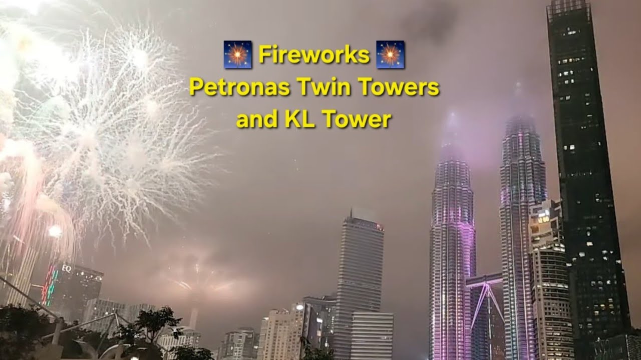 Lightup and Fire Works Countdown Menara Kembar Petronas Twin Towers and KL Tower