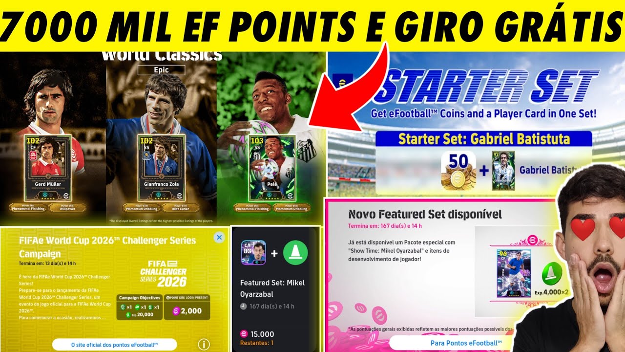 PELÉ 109, Show Time GRÁTIS e BATISTUTA na Loja, 7000 mil efootball points no efootball
