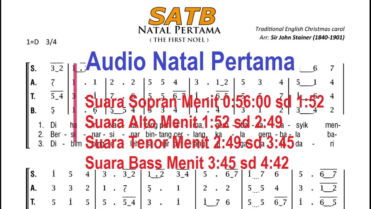 Audio Lagu  Natal Pertama || SATB | Sopran | Alto | Tenor | Bass