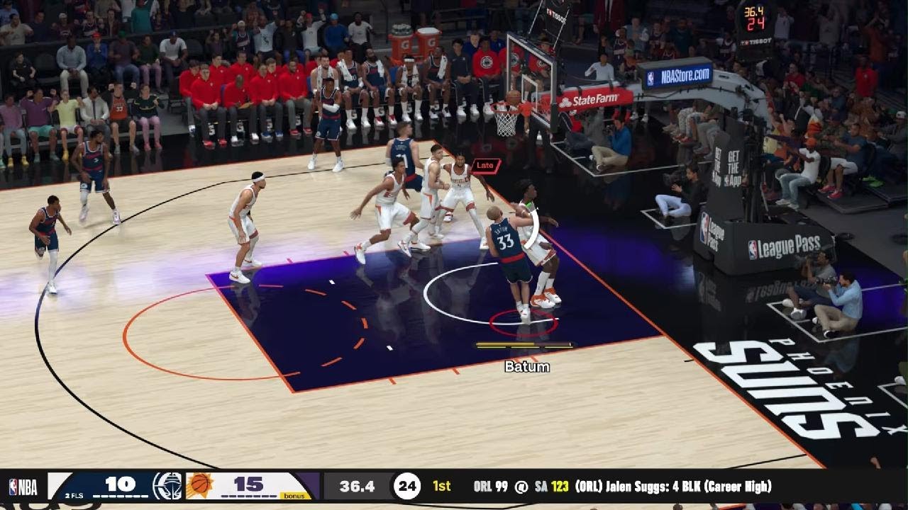 NBA 2K26 Regular season, Clippers vs. Suns, 36-12