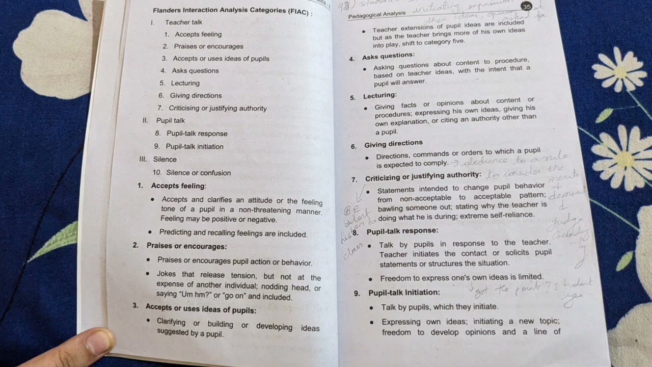 Explain about Flanders interaction Analysis Categories / Pedagogy subject / 1st year B.Ed / unit 1