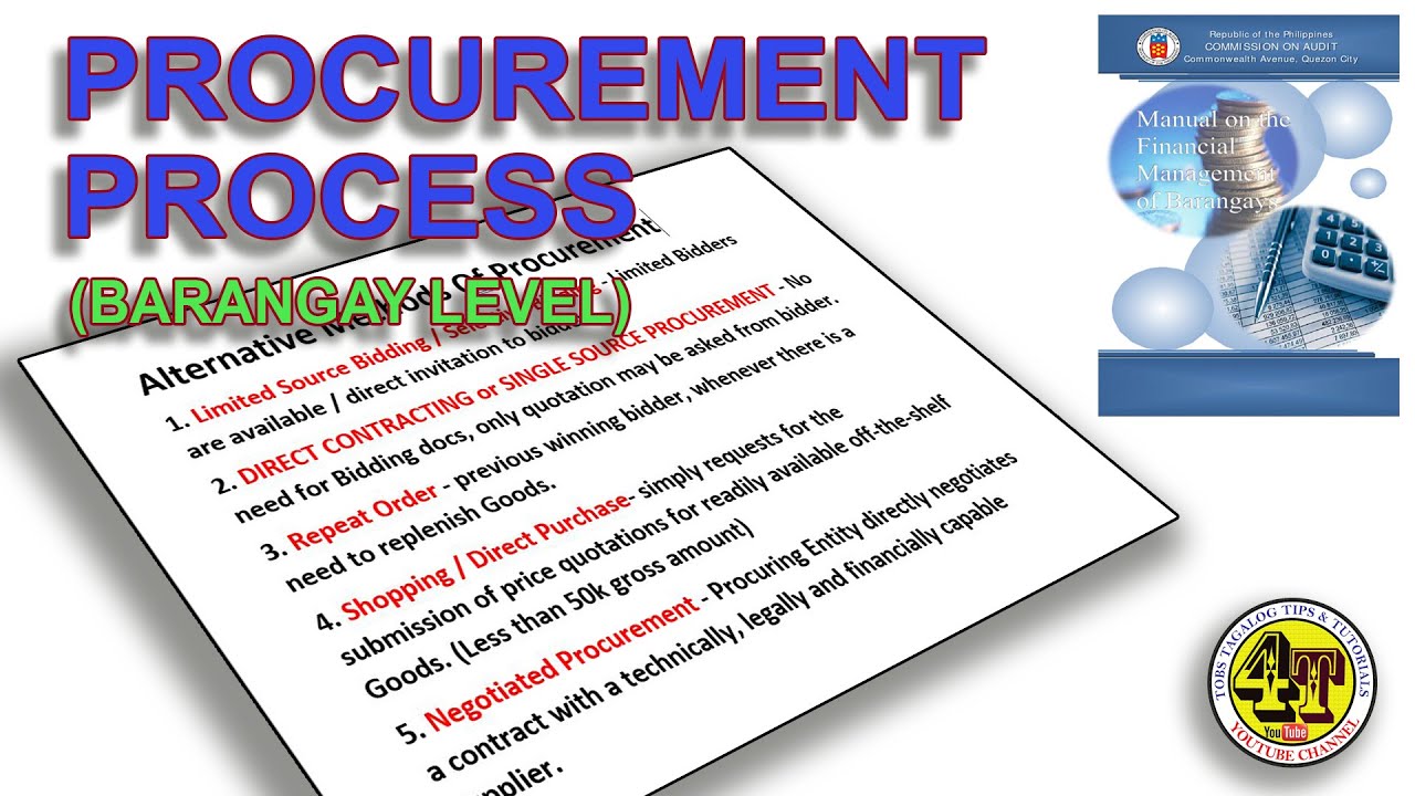 PROCUREMENT PROCESS, PROCUREMENT METHOD, Barangay Level | BARANGAY ACCOUNTING