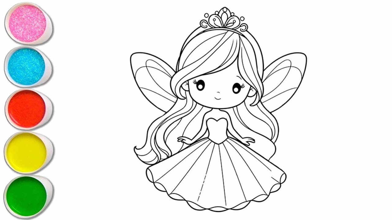 Cute Fairy Girl Drawing for kids, Painting & Coloring for kids, Toddlers | Let's Draw Together