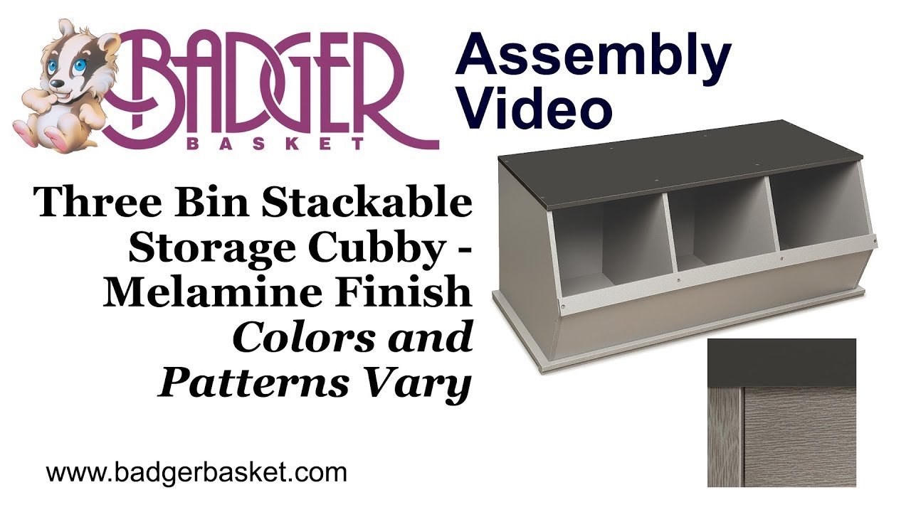 Assembly of 97745 Badger Basket Three Bin Stackable Storage Cubby Melamine