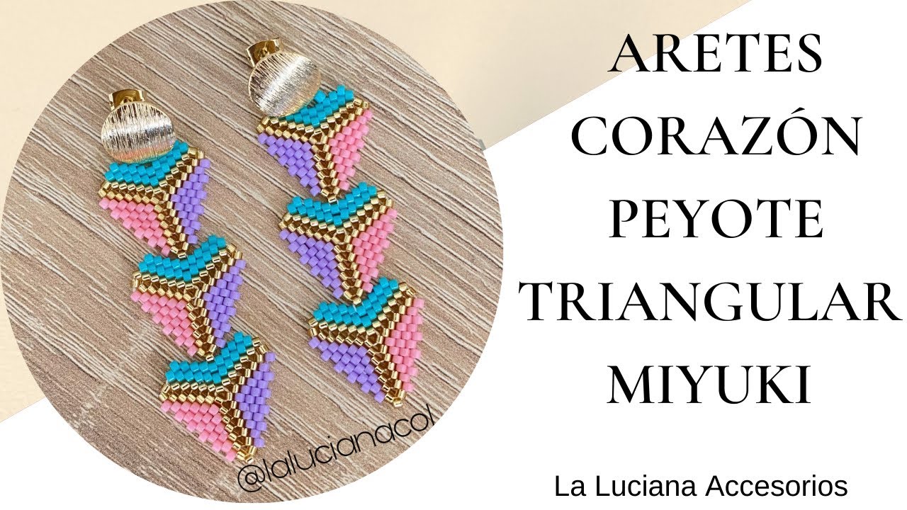 Aretes corazón miyuki/ peyote triangular