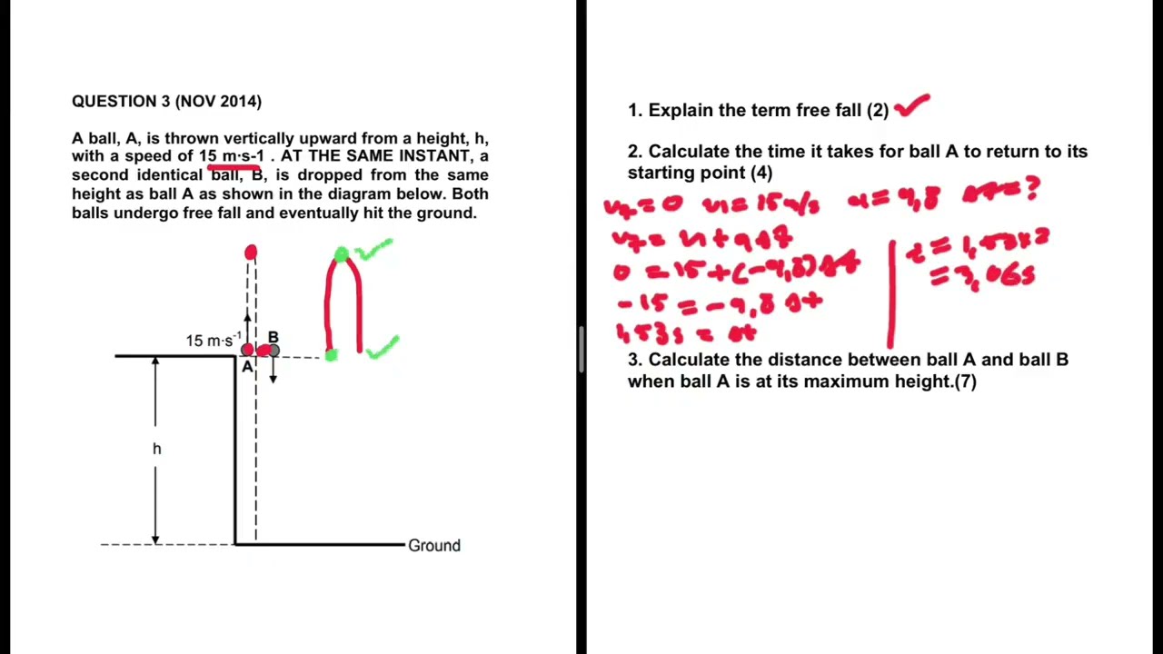 Vertical Projectile Motion Grade 12 Physics Past Exam Questions   Patreon