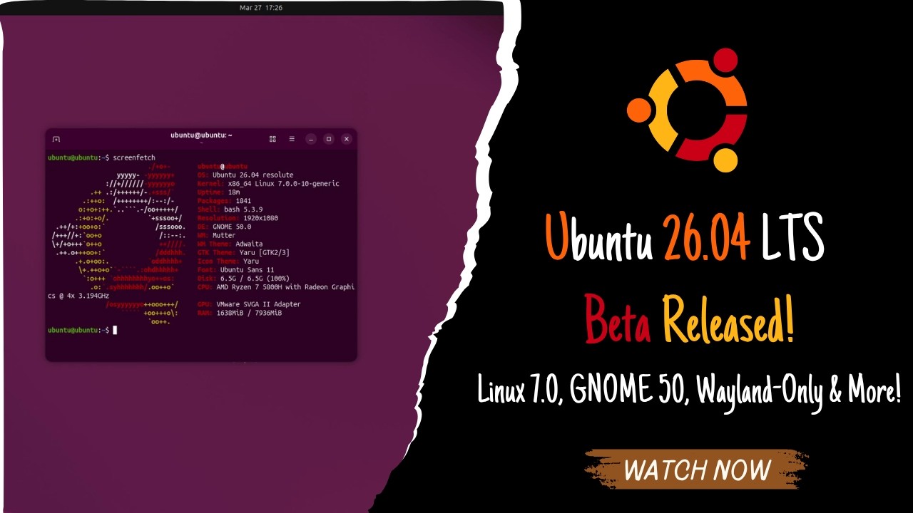 Вышла бета-версия Ubuntu 26.04 LTS &mdash; Linux 7.0, GNOME 50, Wayland-Only и многое другое!