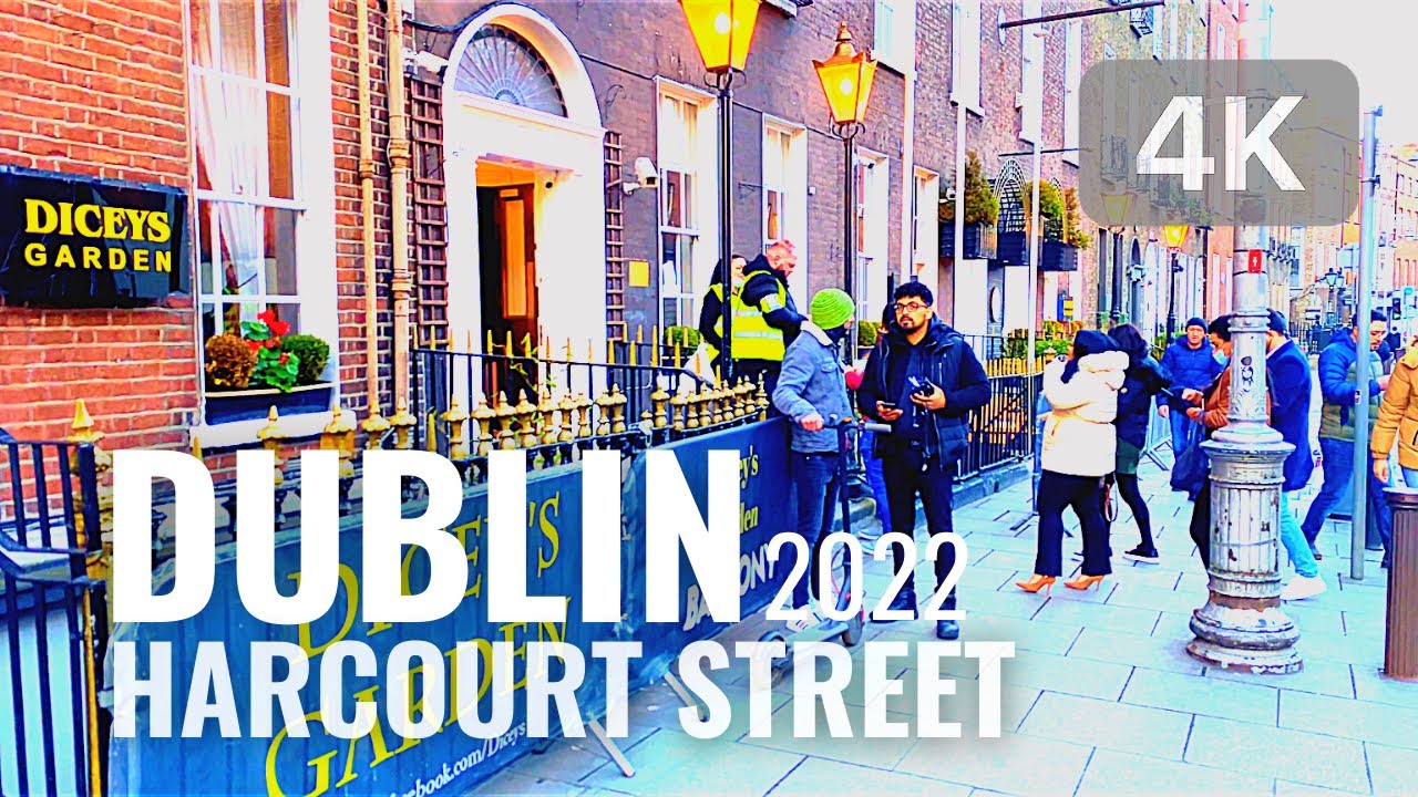 【4K】💃 POPULAR NIGHT CLUBS Street - Harcourt Street, Dublin - Jan 2022 - Walking Tour - 4K 60fps