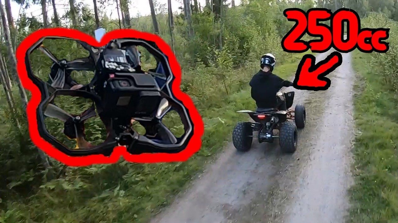 FPV drone chasing my 250cc sportquad!