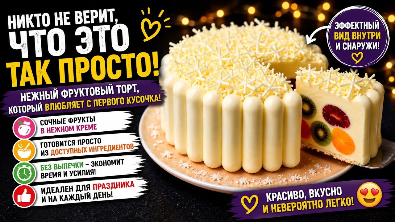 Никто не верит, что ЭТО так просто! 😍 Нежный фруктовый десерт без выпечки