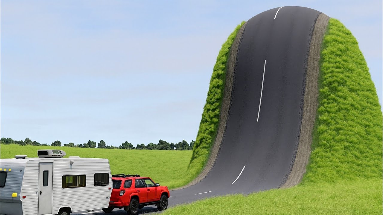 Car vs Giant Road Bulge 😱 Extreme Physics Test #01 | BeamNG World