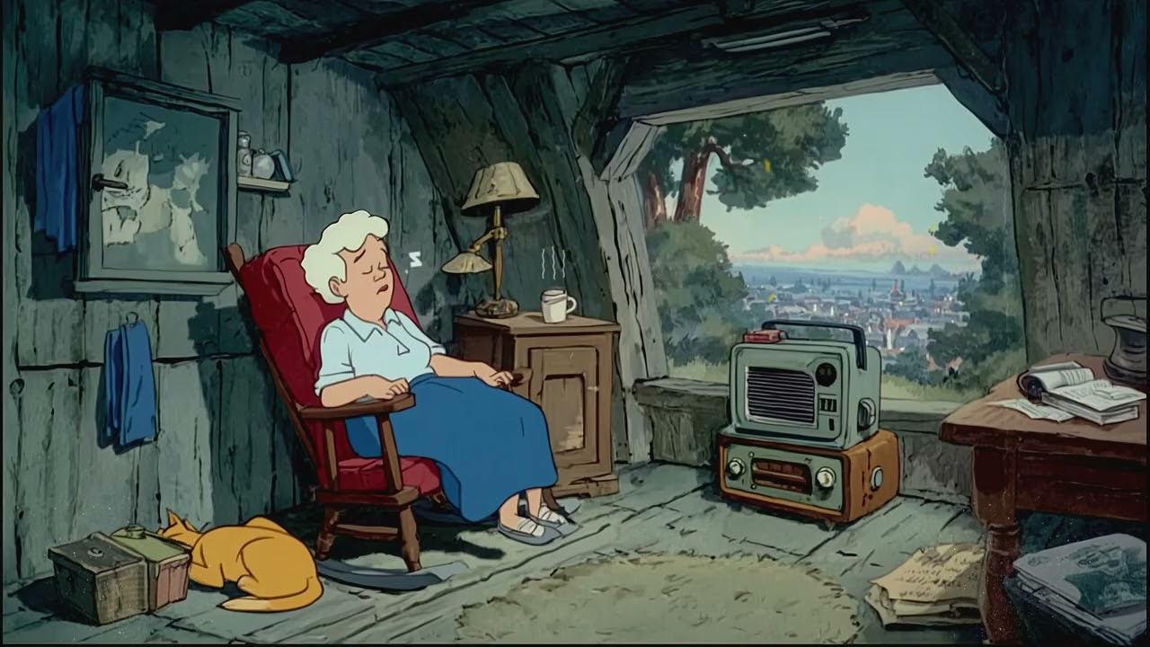 Oldies playing in another room | Grandma&rsquo;s attic retreat with vintage radio & sleepy cat vibes 🎶🌿