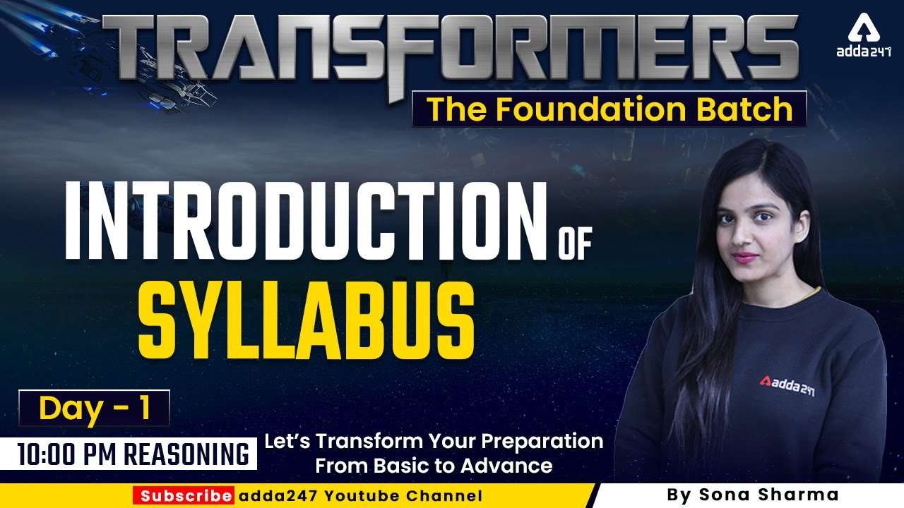 Reasoning Syllabus for Bank Exams | Day-1 | Transformers Foundation Batch | Sona Sharma