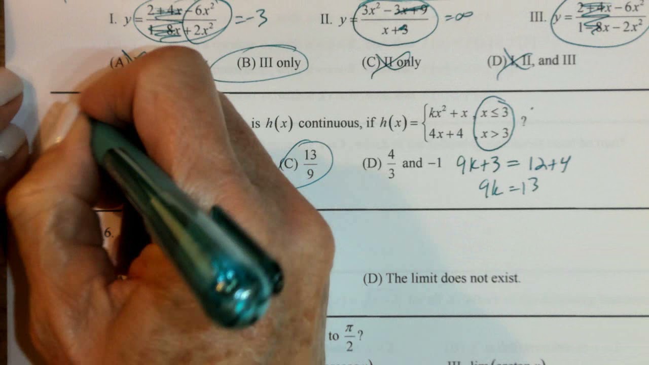 MCQ Topic 1   Limits, Continuity, Differentiability