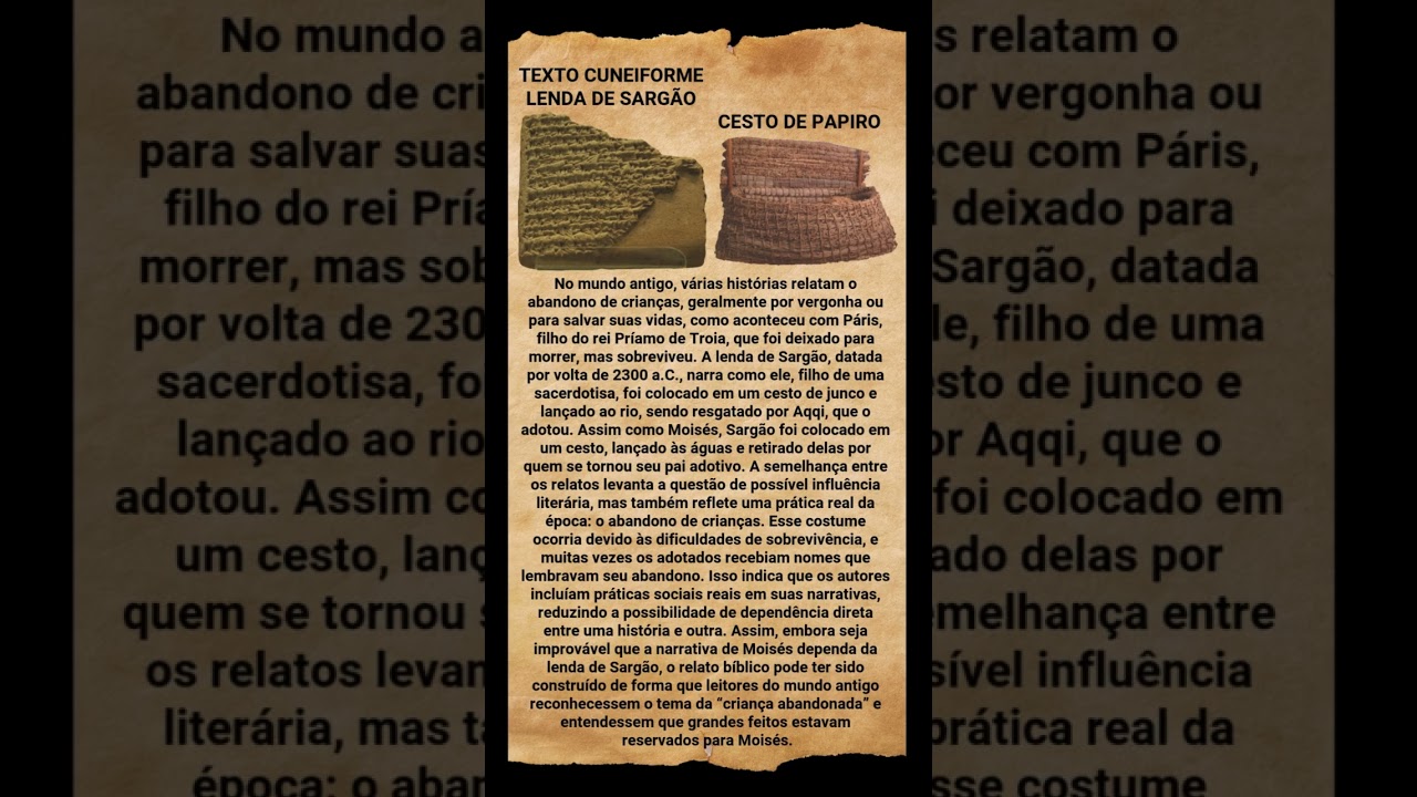MOIS&Eacute;S E A LENDA DE SARG&Atilde;O #Mois&eacute;s #Hist&oacute;riaB&iacute;blica #Arqueologia #Sarg&atilde;o #AntigoTestamento #B&iacute;blia
