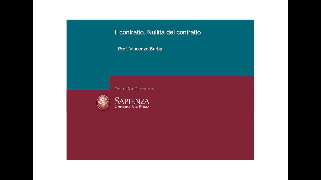 F 19 Il contratto. Invalidità. Nullità del contratto
