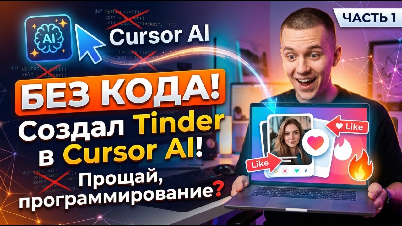 Создал Tinder БЕЗ КОДА в Cursor AI! Прощай, программирование? (Часть 1)