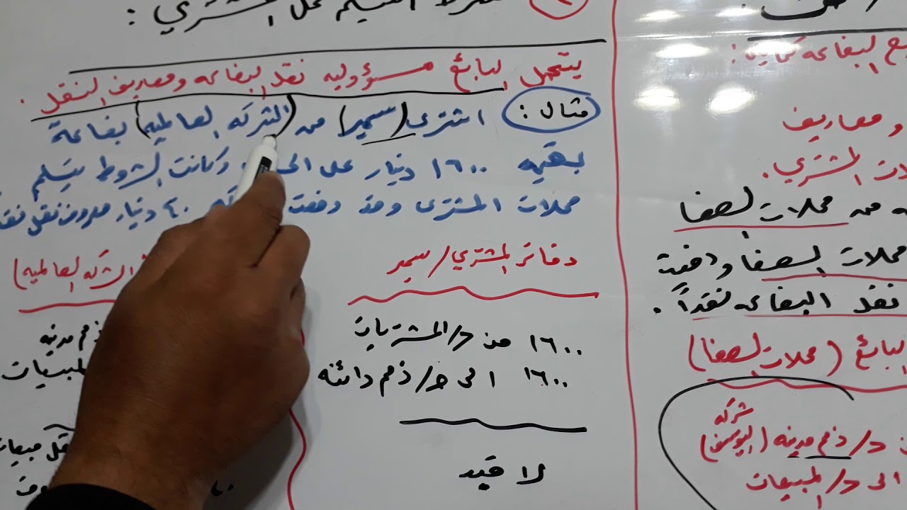 محاسبة ١ شروط التسليم ، مصاريف نقل المبيعات والمشتريات