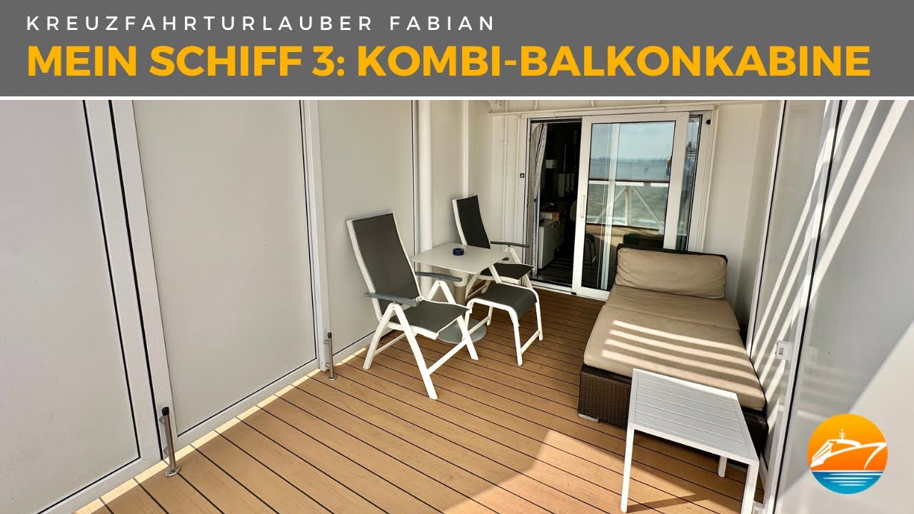 Mega-Balkon am Heck! Kombi-Balkonkabine (7203) auf der Mein Schiff 3 mit 9m2 Veranda!
