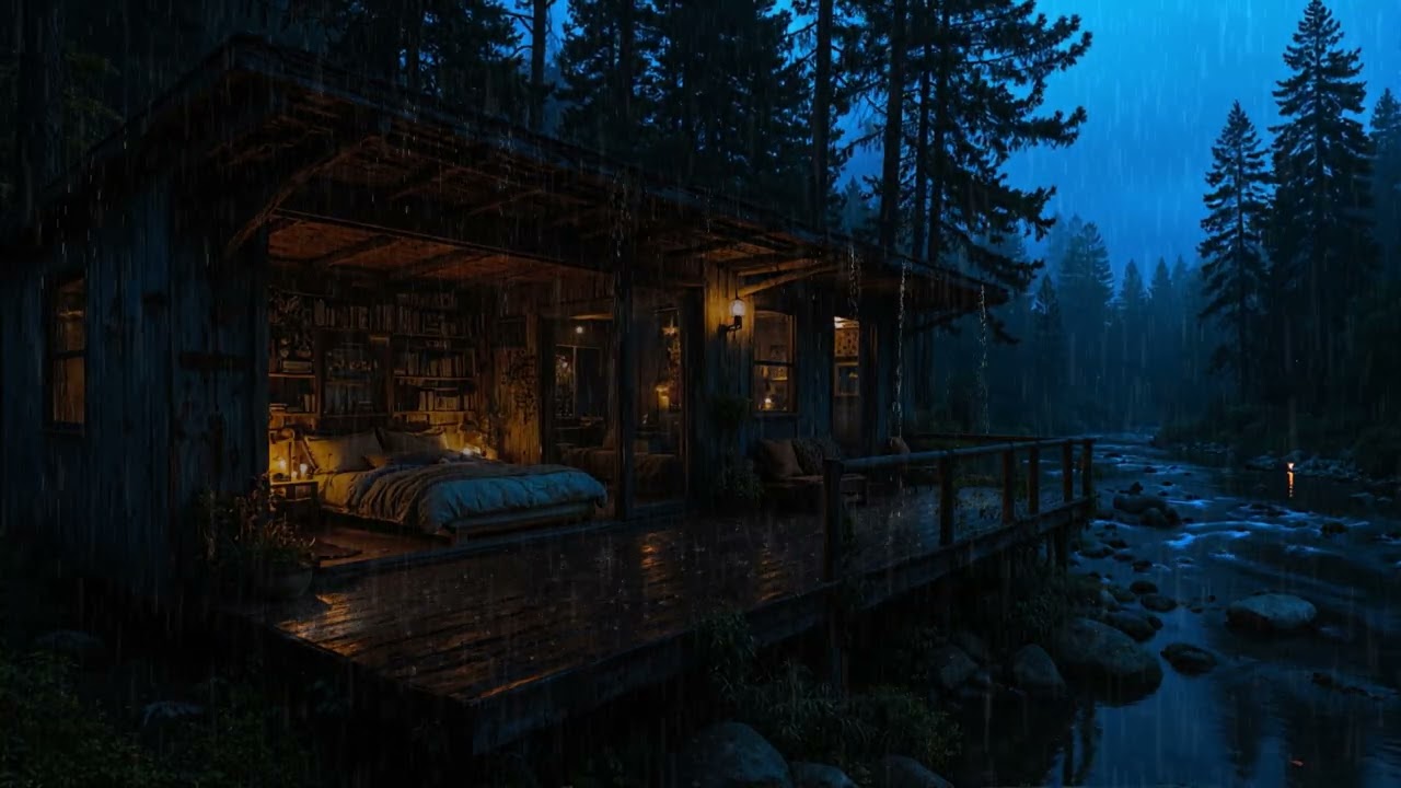 10 Hours Gentle Rain at a Secluded Lake Cabin 🌧️🌊 | Peaceful Midnight Ambience for Deep Sleep (4K )
