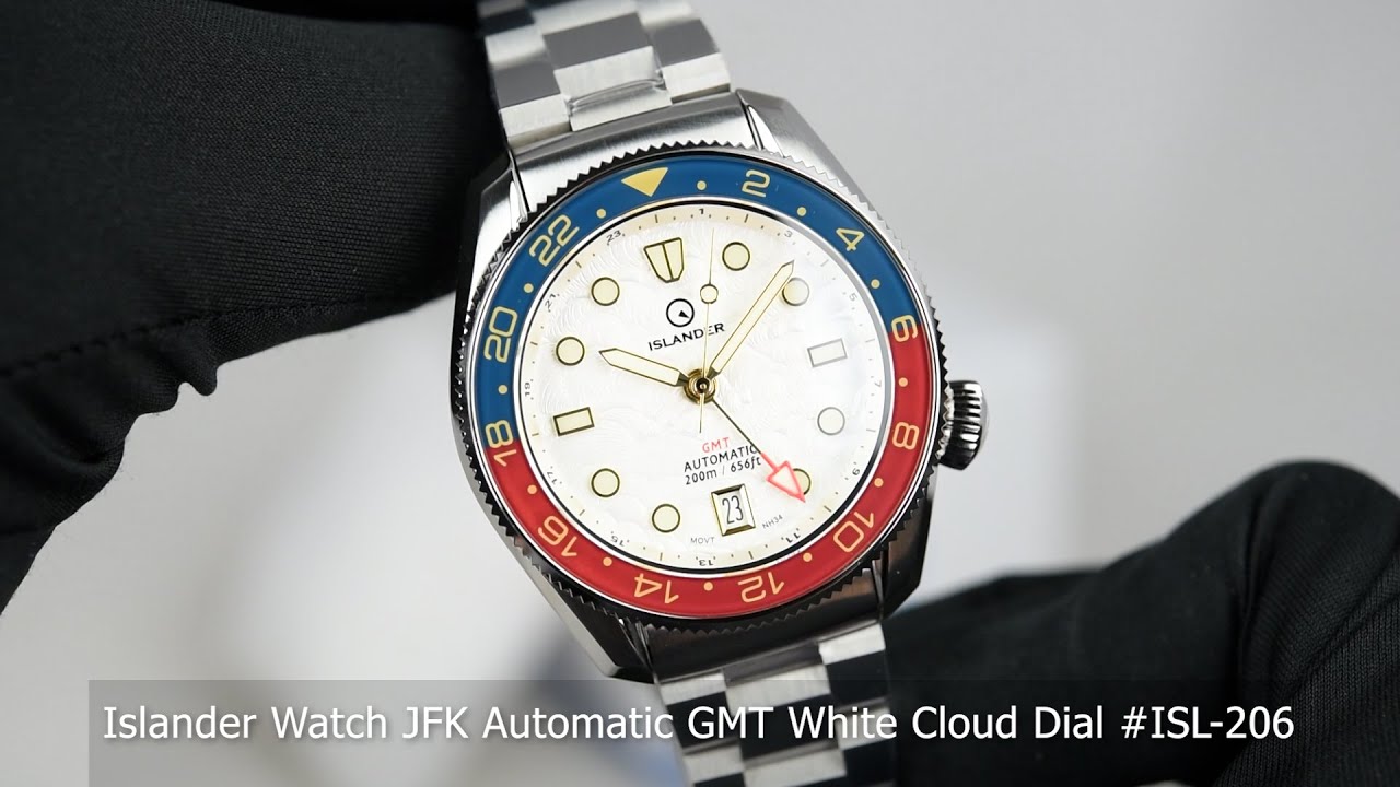 Islander Watch JFK Automatic GMT White Cloud Dial #ISL-206