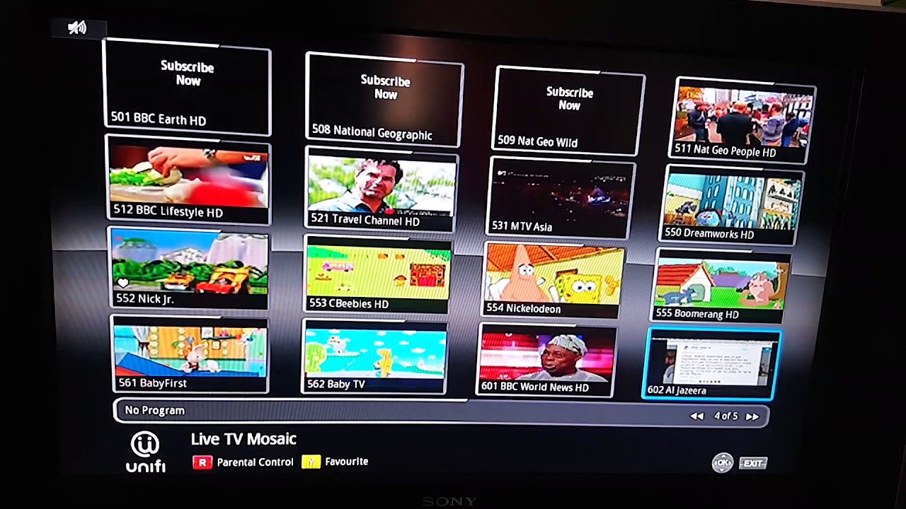 Unifi TV (formerly Hypp TV) mosaic and channel listing 19.6.2018