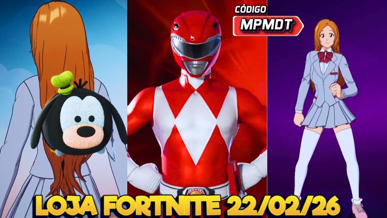 DISNEY, POWER RANGERS E GESTOS - LOJA FORTNITE 22/02/26 - LOJA FORTNITE DE HOJE - LOJA FORTNITE
