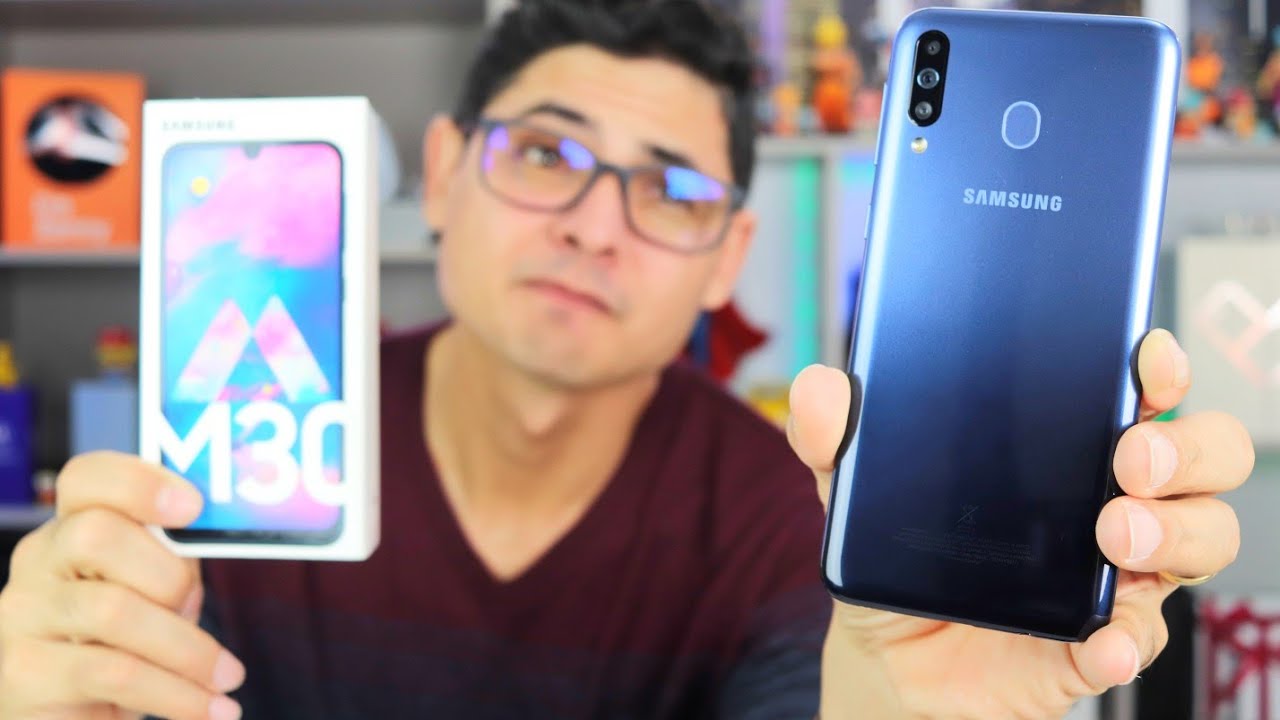 Samsung Galaxy M30 com 5000mAh de BATERIA e CÂMERA TRIPLA! Unboxing e Impressões