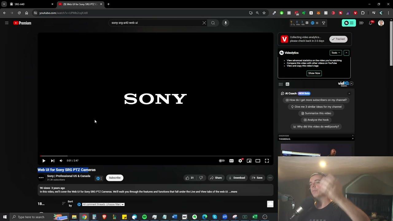 Sony SRG-A40 PTZ Camera Web UI Troubleshooting - Error Message After login