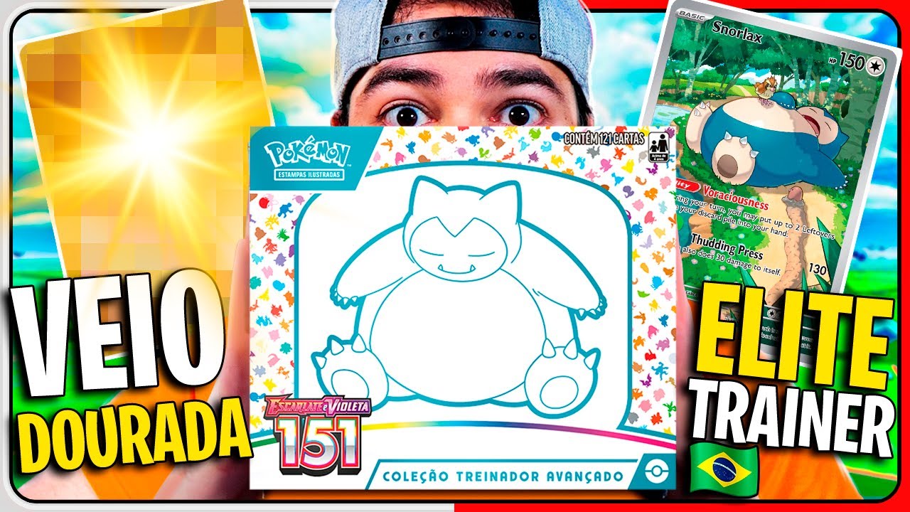 Abri a ELITE TRAINER BOX 151 da COLEÇÃO ESPECIAL CARTAS POKÉMON TCG com DOURADA (Treinador Avançado)