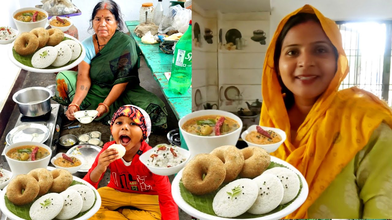 इस तूफानी 🌪️मौसम में मित्या की दादी और मित्या ने मिलकर बनाया देसी 🍚इडली और नारियल की चटनी😋🤗