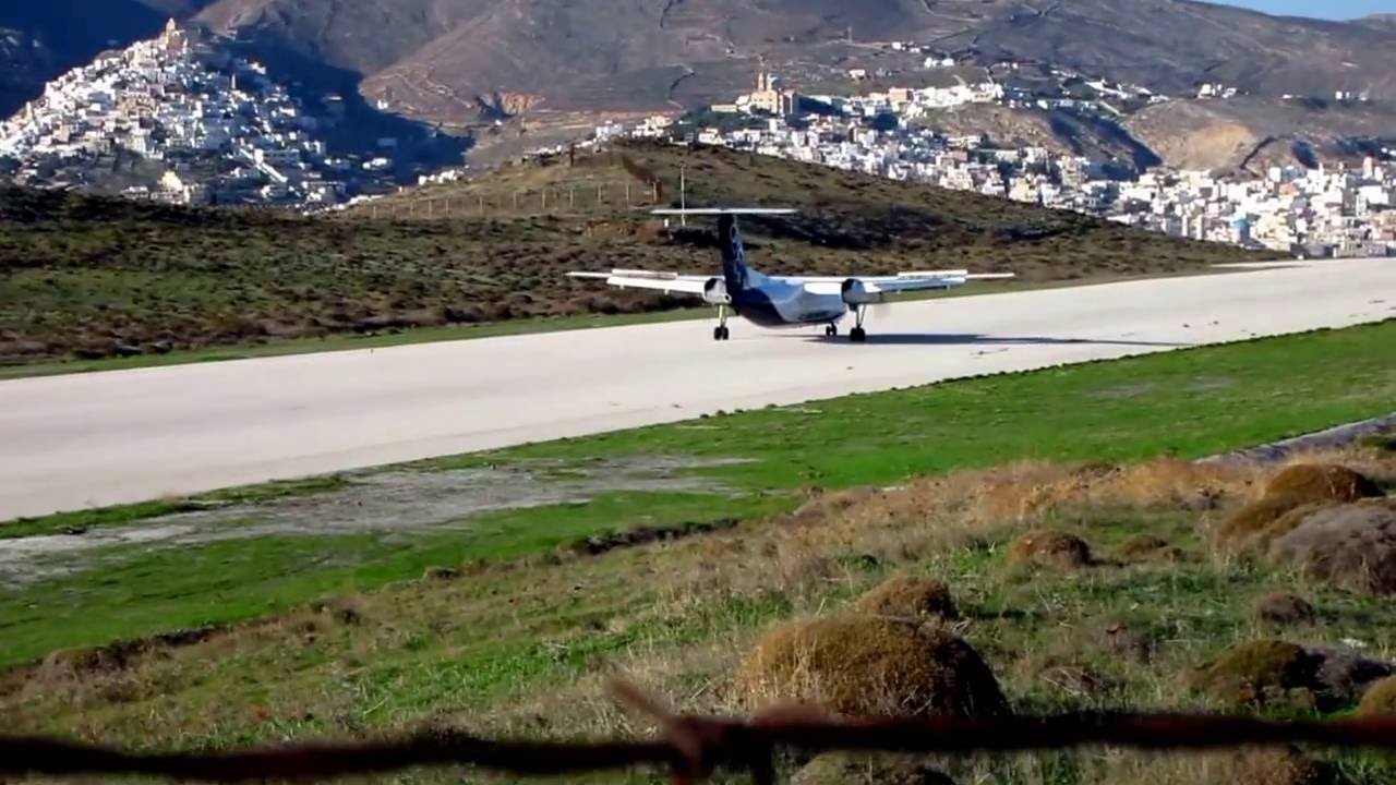 Landing and take off syros airport