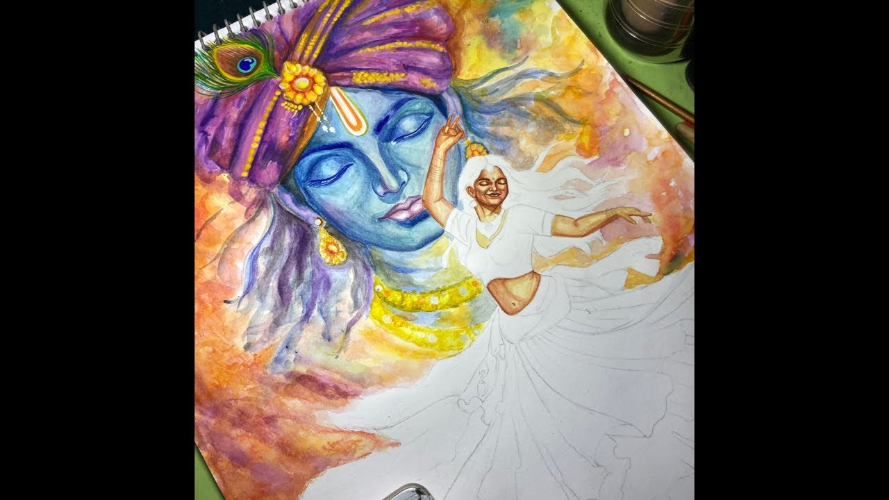 Art by p.m.s is live 🎨 Live Watercolor Painting | Radha Krishna Art | Divine Love in Colors 🌸✨