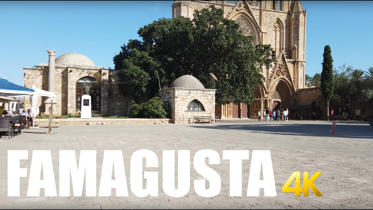 Famagusta old Walled City, North Cyprus walking tour 4k 60fps