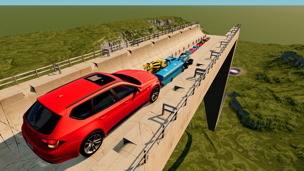 🚀 Большие и маленькие машины против гигантского трамплина #1 🏁💥 | Испытание на столкновение в Bea...