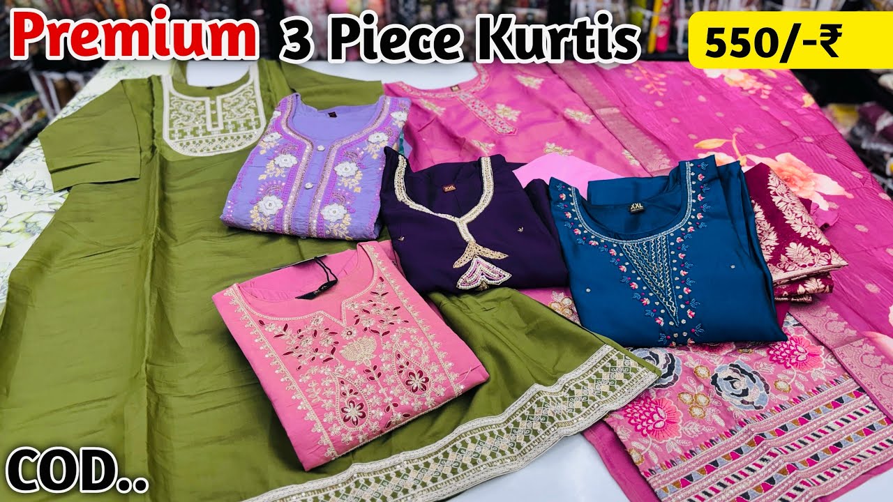 Premium Party Wear 3 Piece Kurtis Get 550/- ₹ In Wholesale | Designer 3 Piece Kurtis 2026 COLLECTION