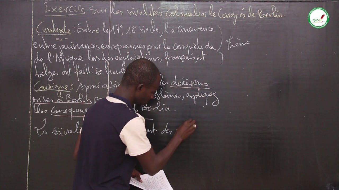 Exercices - Troisième - HG : Les rivalités coloniales: le Congrés de Berlin / M. SARR