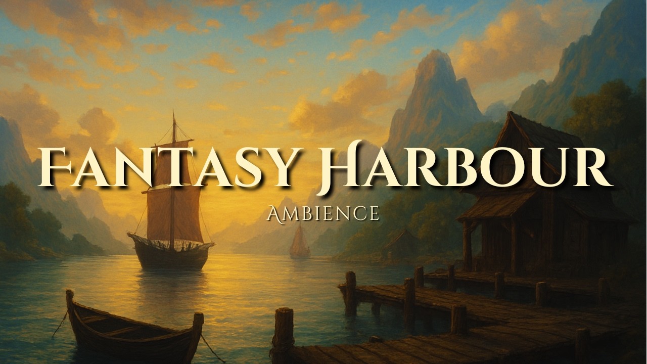 Calm Fantasy Harbour at Sunset | 1 Hour of Relaxing Ambience for Focus