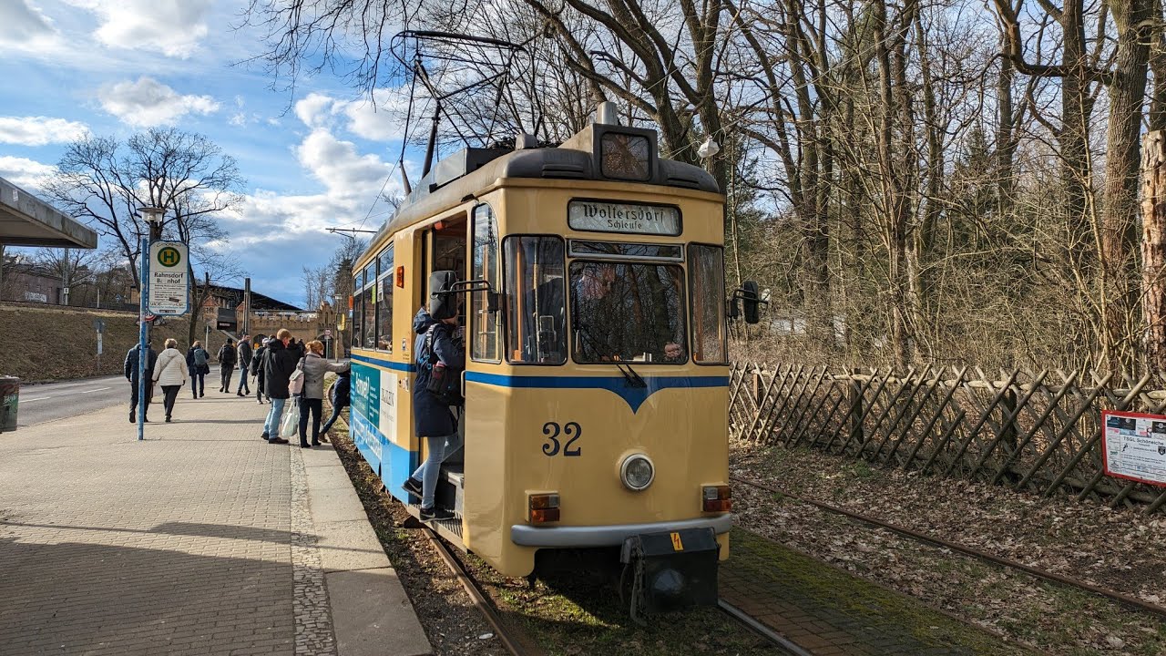 Straßenbahn Woltersdorf|Mitfahrt im T57 auf der 87 von S Rahnsdorf bis Woltersdorf, Schleuse