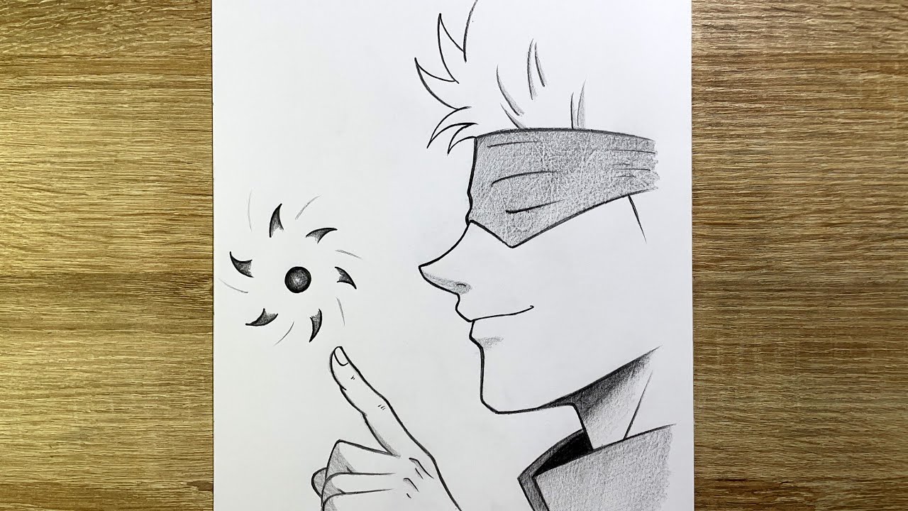 Comment dessiner Gojo Satoru | Tutoriel dessin anime Jujutsu Kaisen facile étape par étape